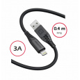 SWISSTEN DATOVÝ KABEL SOFT SILICONE USB-A / LIGHTNING 0,4 M ČERNÝ