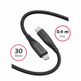 SWISSTEN DATOVÝ KABEL SOFT SILICONE USB-C / LIGHTNING 0,4 M ČERNÝ