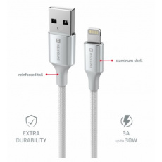 SWISSTEN DATOVÝ KABEL TEXTILE II USB / LIGHTNING 1,5 M BÍLÝ