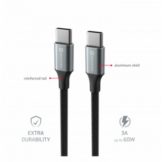 SWISSTEN DATOVÝ KABEL TEXTILE II USB-C / USB-C 1,5 M ČERNÝ