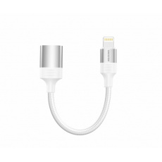 SWISSTEN OTG ADAPTÉR TEXTILE LIGHTNING (samec) / USB-A (samice) 0,12 M BÍLÝ