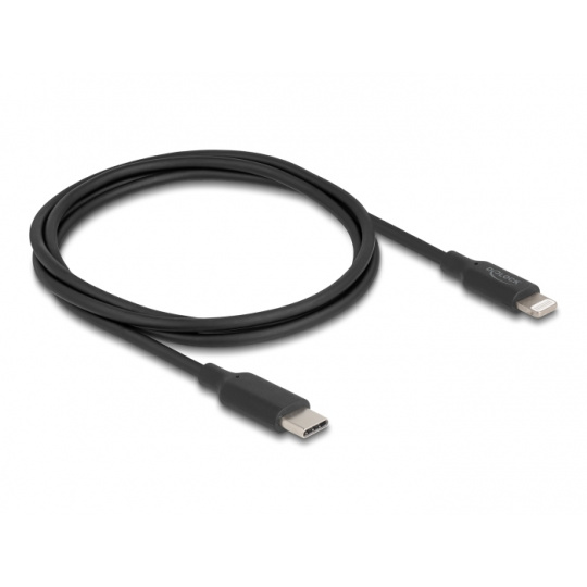 Delock Tenký datový a nabíjecí kabel z rozhraní USB Type-C™ na Lightning™, pro iPhone™, iPad™, iPod™, černý, 1 m, MFi