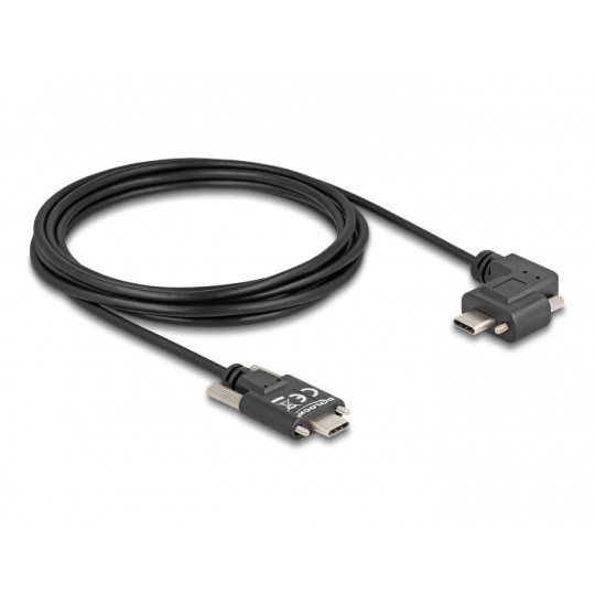 Delock USB 2.0 kabel USB Type-C™ samec se šrouby na USB Type-C™ samec se šrouby pravoúhlý levý / pravý PD 3.0 60 W 3 m