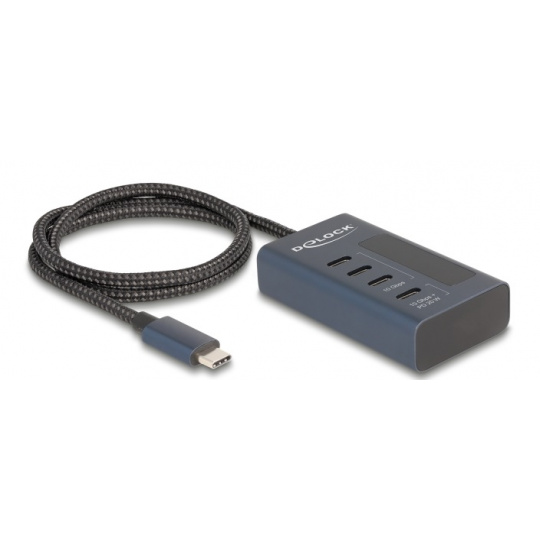 Delock USB 10 Gbps Hub se 4 porty USB Type-C™, z nichž 3 x datové porty a 1 x datový port s napájecím výkonem až 20 W