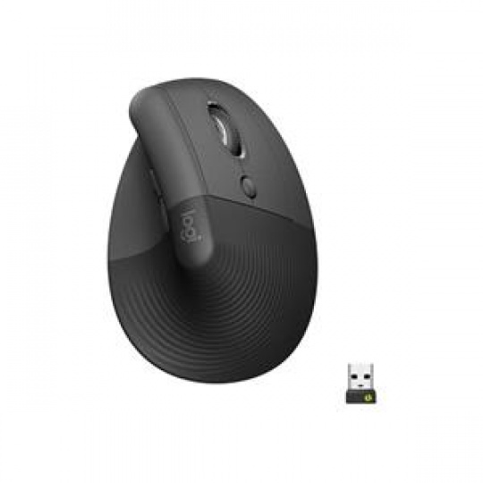 Logitech Lift Vertical Ergonomic Mouse - Grafitová, 400-4000dpi, 6 tlačítek, bluetooth, logitech bolt