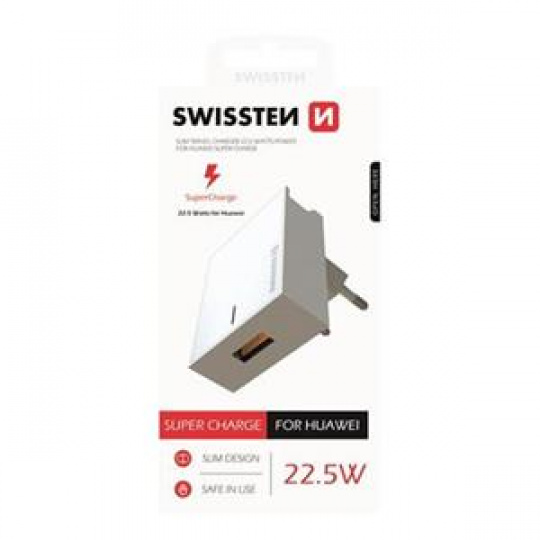 SWISSTEN SÍŤOVÝ ADAPTÉR PRO HUAWEI SUPER FAST CHARGE 22,5W BÍLÝ