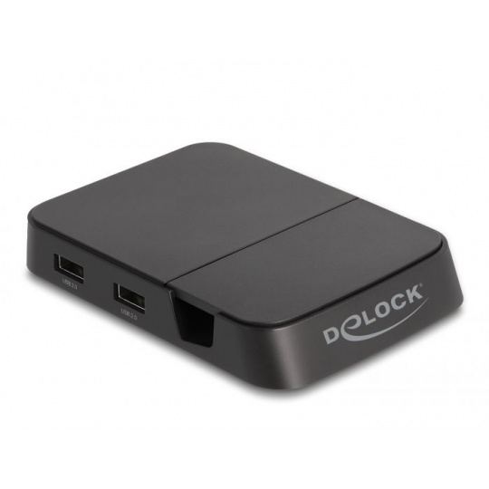 Delock Dokovací stanice na chytré telefony s rozlišením 4K a s integrovaným držákem — HDMI, USB, Hub, SD a Micro SD