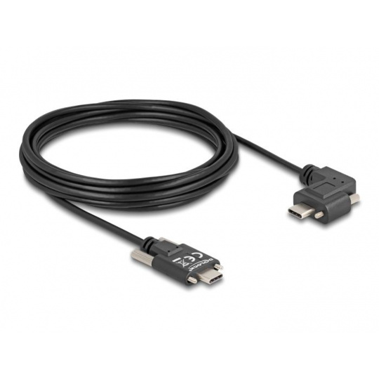 Delock USB 2.0 kabel USB Type-C™ samec se šrouby na USB Type-C™ samec se šrouby pravoúhlý levý / pravý PD 3.0 60 W 5 m