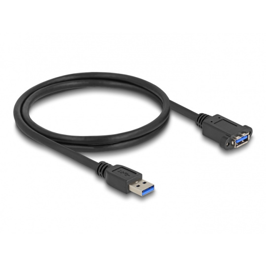 Delock Kabel USB 5 Gbps, ze zástrčkového rozhraní USB Typu-A na zásuvkové rozhraní USB Typu-A, k instalaci, 1 m, černý