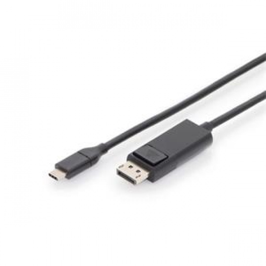 DIGITUS kabelový převodník USB C na DP 2,0m, 4K/60Hz, 32,4 GB zlacené konektory