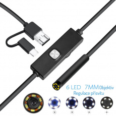 W-Star Endoskopická kamera USB UCAM7x2 sond 7mm 2m měkký kabel 640x480 konektor 3v1