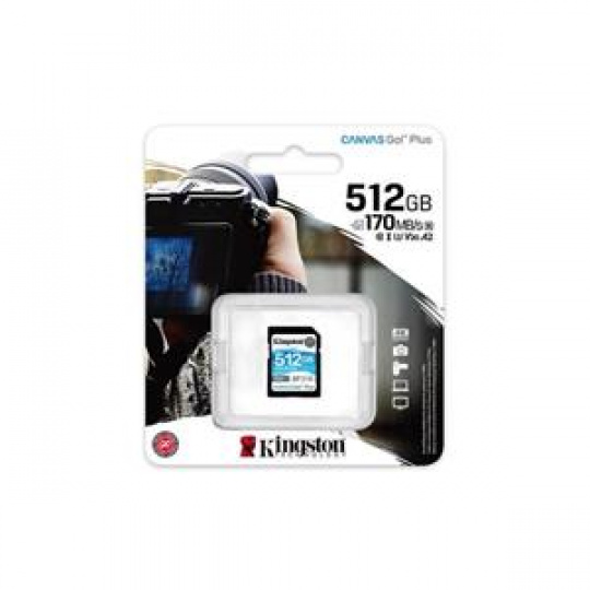 KINGSTON 512GB SDXC Canvas Go Plus Gen4 200MB/s C10 UHS-I U3 V30