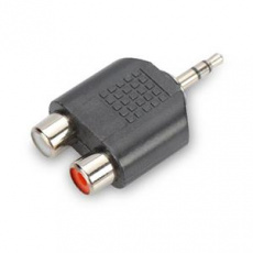 Ednet Audio adaptér, 1x 3,5 mm samec - 2X RCA samice, černý