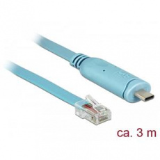 Delock Adaptér USB 2.0 Typ-C samec > 1 x Serial RS-232 RJ45 samec 3,0 m modrý