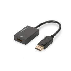 Adaptérový kabel DisplayPort, DP - HDMI typ A M/F, 0,2 m, se zámkem, HDMI 2.0, akt., zlatý, černý