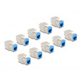 Delock Modul Keystone ze zásuvkového konektoru RJ45 na LSA Cat.6A, beznástrojový, modrý, sada 10 kusů