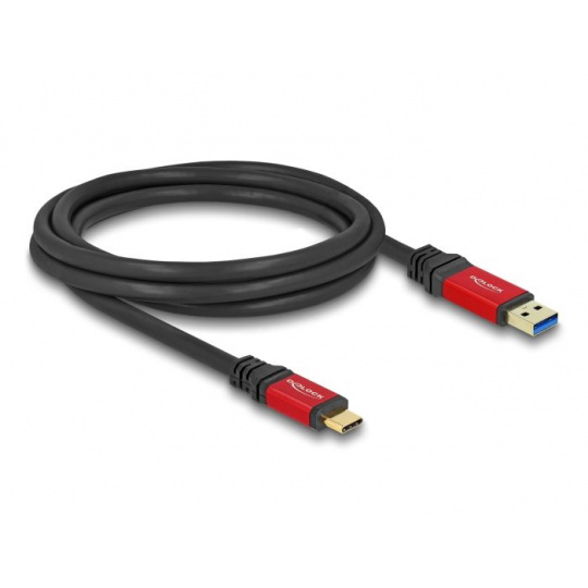 Delock USB 10 Gbps kabel USB Typ-A samec na USB Type-C™ samec 2 m červený kovový