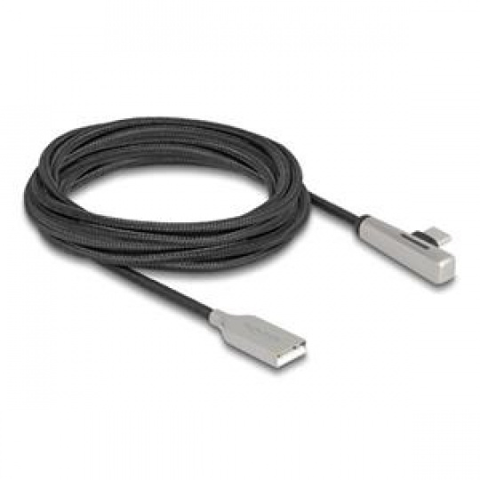 Delock Kabel ze zástrčky USB 2.0 Typ-A na zástrčku USB Type-C™, pravoúhlý, s LED a s funkcí rychlého nabíjení 60 W, 3 m