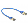 Delock Síťový kabel RJ45, Cat.8.1, F/FTP, tenký, 0,3 m, modrý