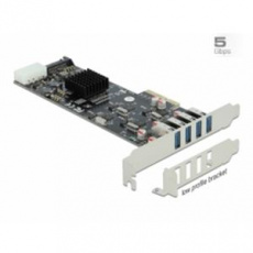 Delock PCI Express x4 Karta na 4 x externí SuperSpeed USB (USB 3.2 Gen 1) USB Typ-A samice Quad Channel - Low Profile