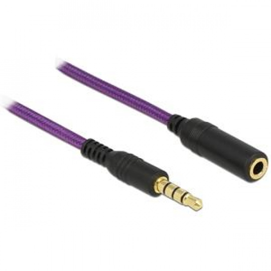 Delock prodlužovací kabel Audio Stereo Jack 3.5 mm samec / samice iPhone 4 pin 2 m fialový