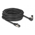 Delock Síťový kabel RJ45 Cat.8.1 S/FTP, zalomený dolů o 90° / přímý, 10 m, černý