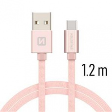 SWISSTEN DATA CABLE USB / USB-C TEXTILE 1,2M PINK