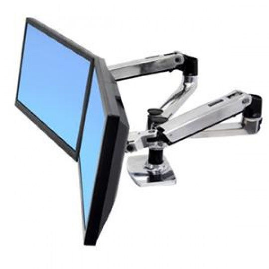 ERGOTRONLX SIDE BY SIDE DUAL ARM, Polished Aluminum, stojan stolní pro 2LCD max 27"