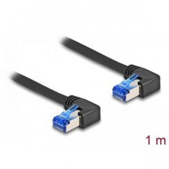 Delock Síťový kabel rozhraní RJ45 Cat.6A, S/FTP, pravý pravoúhlý, 1 m, černý