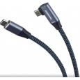 PremiumCord USB-C zahnutý kabel ( USB 3.2 GEN 2x2, 5A, 100W, 20Gbit/s ) bavlněný oplet, 3m