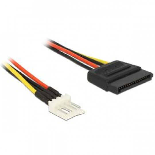 Delock napájecí kabel SATA 15 pin samec > 4 pin floppy samec 24 cm