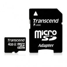 Transcend 4GB microSDHC (Class 4) paměťová karta (s adaptérem)