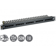 19" ISDN panel Solarix 25 x RJ45 černý 1U SX25-ISDN-BK