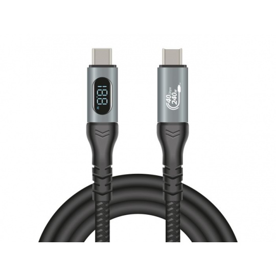 Delock Datový a rychlonabíjecí koaxiální kabel USB 40 Gbps, 1 m, 8K 60 Hz, USB PD 3.1, rozšířený rozsah výkonu, 240 W