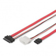 Digitus Připojovací kabel SATA, SATA13pin - typ L + napájení F / F, 0,5 m, přímý, Slimline, SATA II / III, re