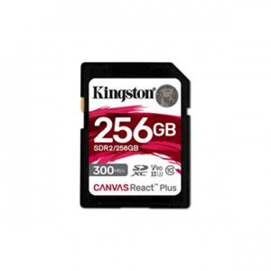 KINGSTON 256GB Canvas React Plus SDHC UHS-II 300R/260W U3 V90 for Full HD/4K/8K