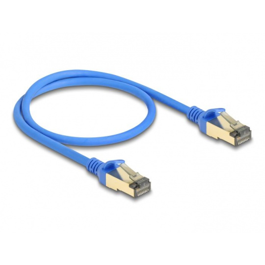 Delock Síťový kabel RJ45, Cat.8.1, F/FTP, tenký, 0,5 m, modrý