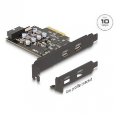 Delock Karta PCI Express x4 na 2 x externí USB Type-C™, 1 x interní USB 10 Gbps Type-E Key A a 1x 19-pin  USB -low profi