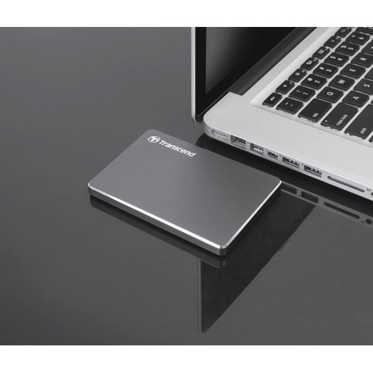 TRANSCEND 1TB StoreJet 25C3N, 2.5", USB 3.0 (3.1 Gen 1) Stylový externí hard disk, ultra-tenký, ocelově šedý