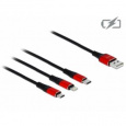 Delock Nabíjecí kabel USB 3 v 1 pro Lightning™ / Micro USB / USB Type-C™, 1 m