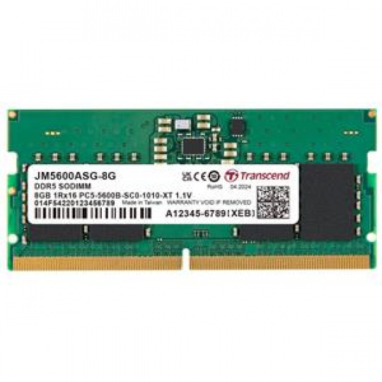 Transcend paměť 8GB JMDDR5 5600 SO-DIMM 1Rx16 1Gx16 CL46 1.1V