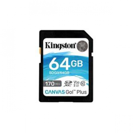 KINGSTON 64GB SDXC Canvas Go! Plus 170R/90W CL10 U3 V30