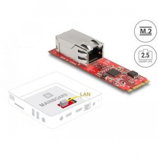 Delock Převodník M.2 Key B+M samec na 1 x RJ45 2,5 Gigabit LAN port horizontální