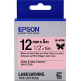 Epson zásobník se štítky – saténový pásek, LK-4HKK, černá/růžová, 12 mm (5 m)