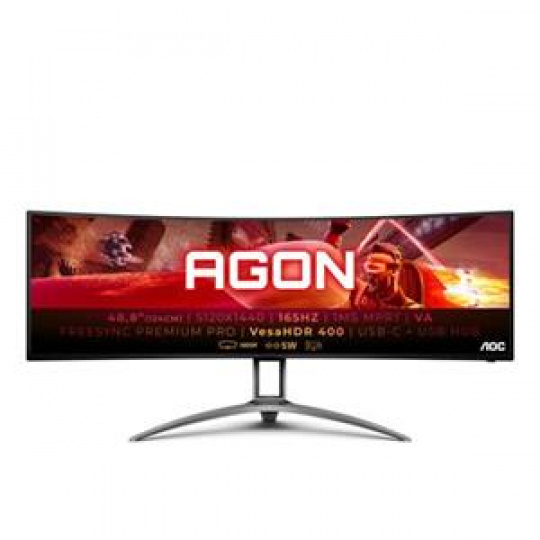 AOC LCD AGON herní AG493UCX2 49" zakřivený VA/5120x1440@165Hz/1ms/400cd/3xHDMI/DP/3xUSB/USB-C/Repro/HAS/VESA