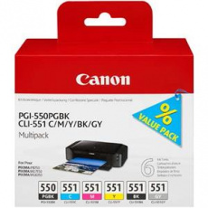 Canon cartridge PGI-550/CLI-551 PGBK/C/M/Y/BK/GY Multi Pack/1x15ml, 5x7ml