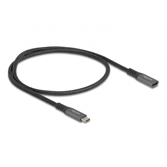 Delock Prodlužovací kabel USB 10 Gbps USB Type-C™ zástrčky na zásuvku PD 3.0 100 W 0,5 m šedá kovová