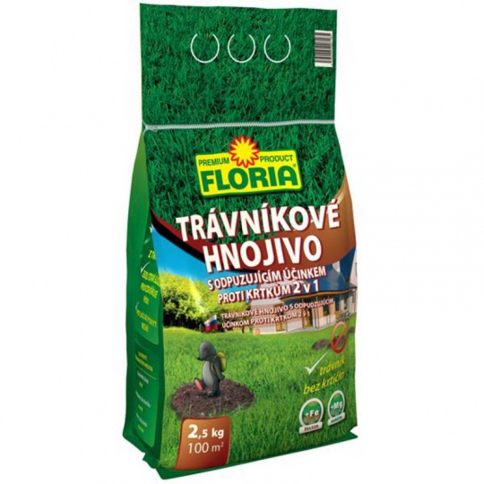 Hnojivo Agro  Floria trávníkové s odpuzujícím účinkem proti krtkům 2.5 kg