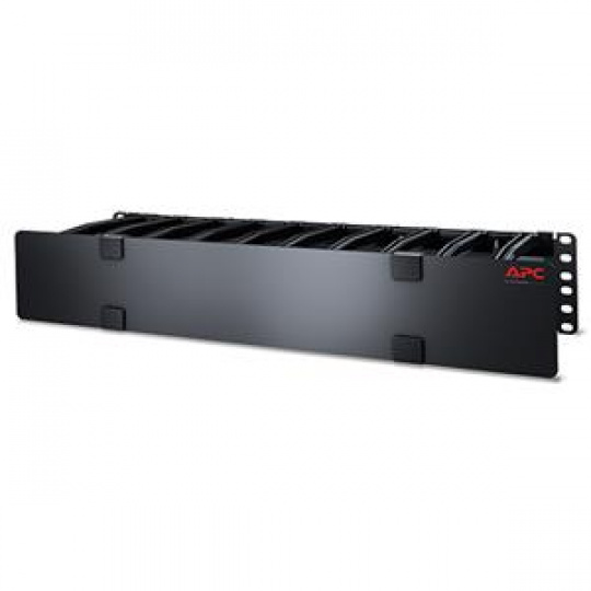 APC Horizontal Cable Manager, 2U x 6" Deep with Cable Tie-off bottom plate, Single-Sided with Cover