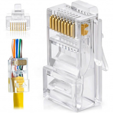 W-Star Konektor UTP RJ45EZ Cat5e 10ks pozlacený 5SLD pass through drát licna RJ45EZc510